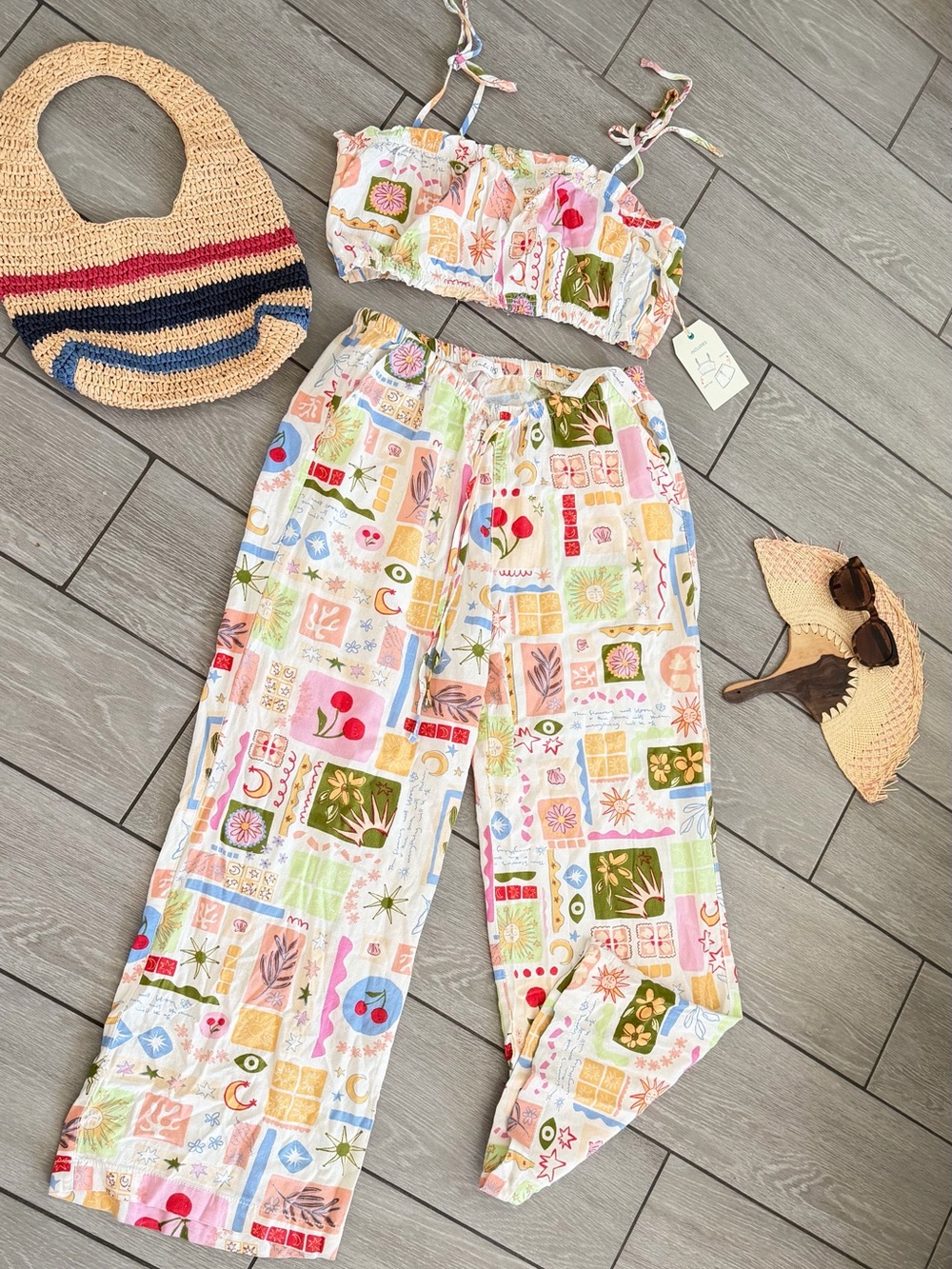 Summer Set Multicolor Printed Wide-Leg Bottoms - Lightweight Summer Pants